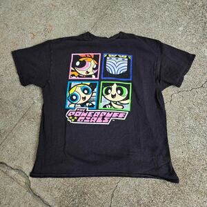 Vtg Y2k THE POWERPUFF GIRLS Characters Graphic Cartoon Network TV T Shirt Lg